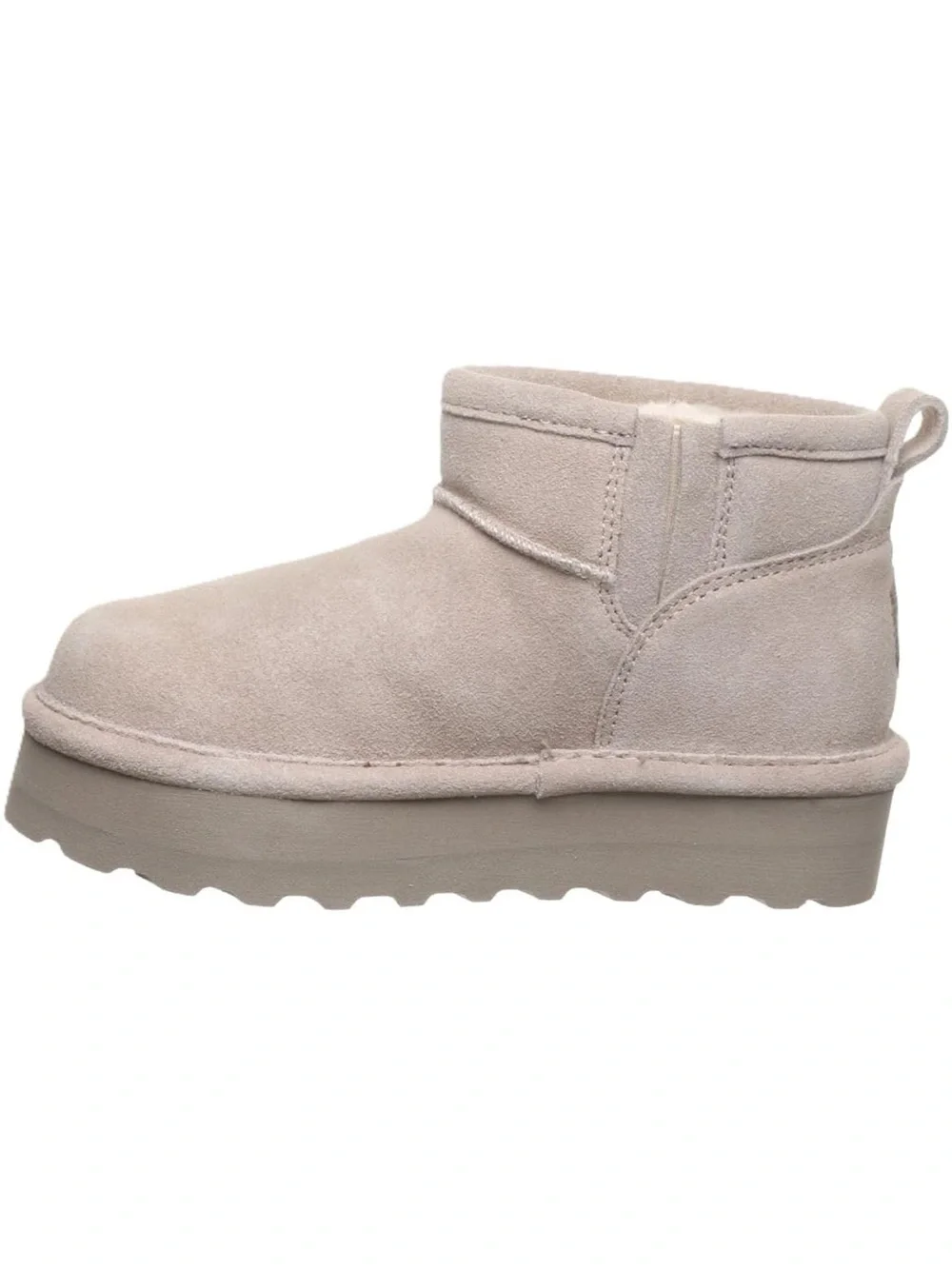 BEARPAW Suede Platform Ankle Shoes in Light Taupe - women